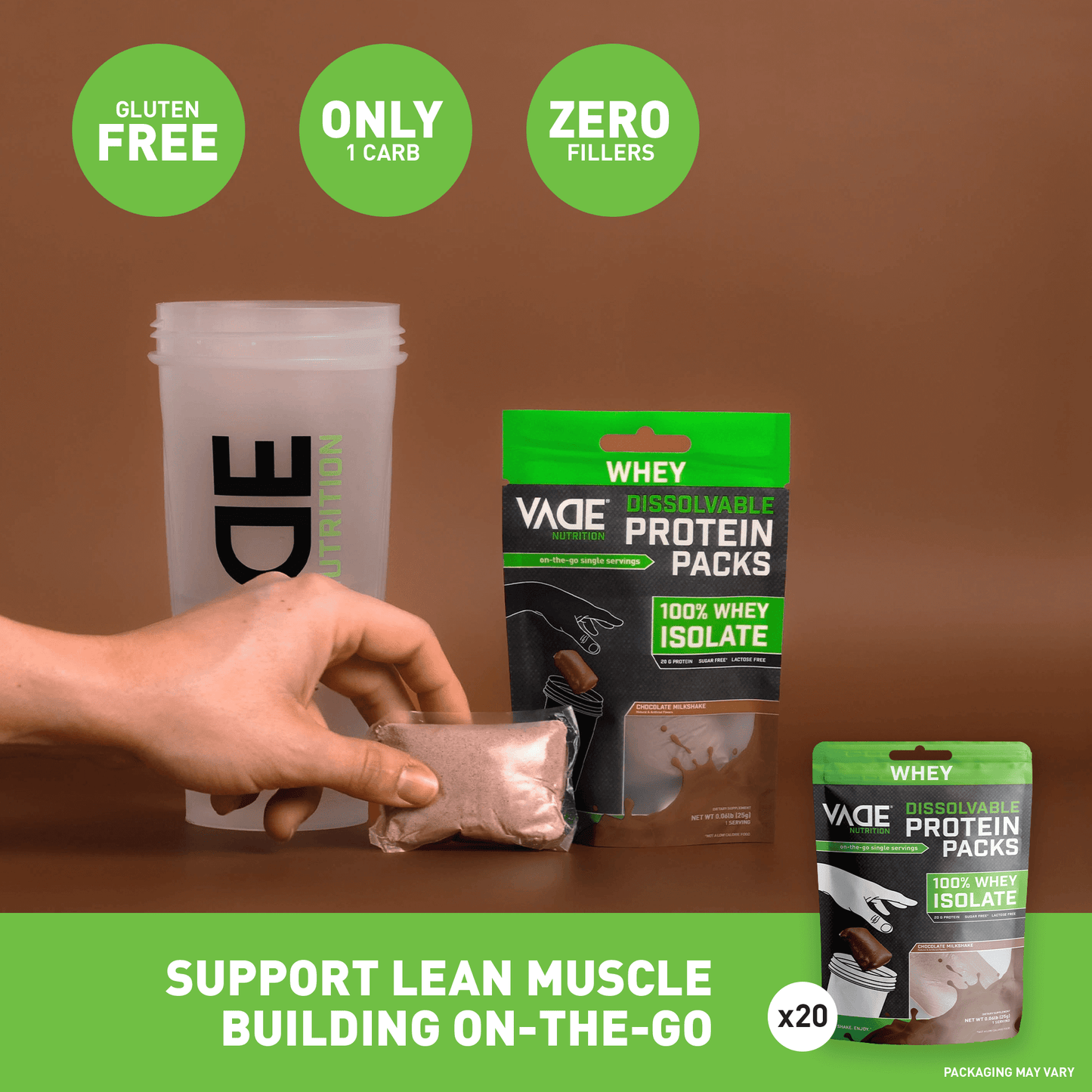 100% WHEY ISOLATE PROTEIN CHOCOLATE MILKSHAKE TRAVEL PACKS