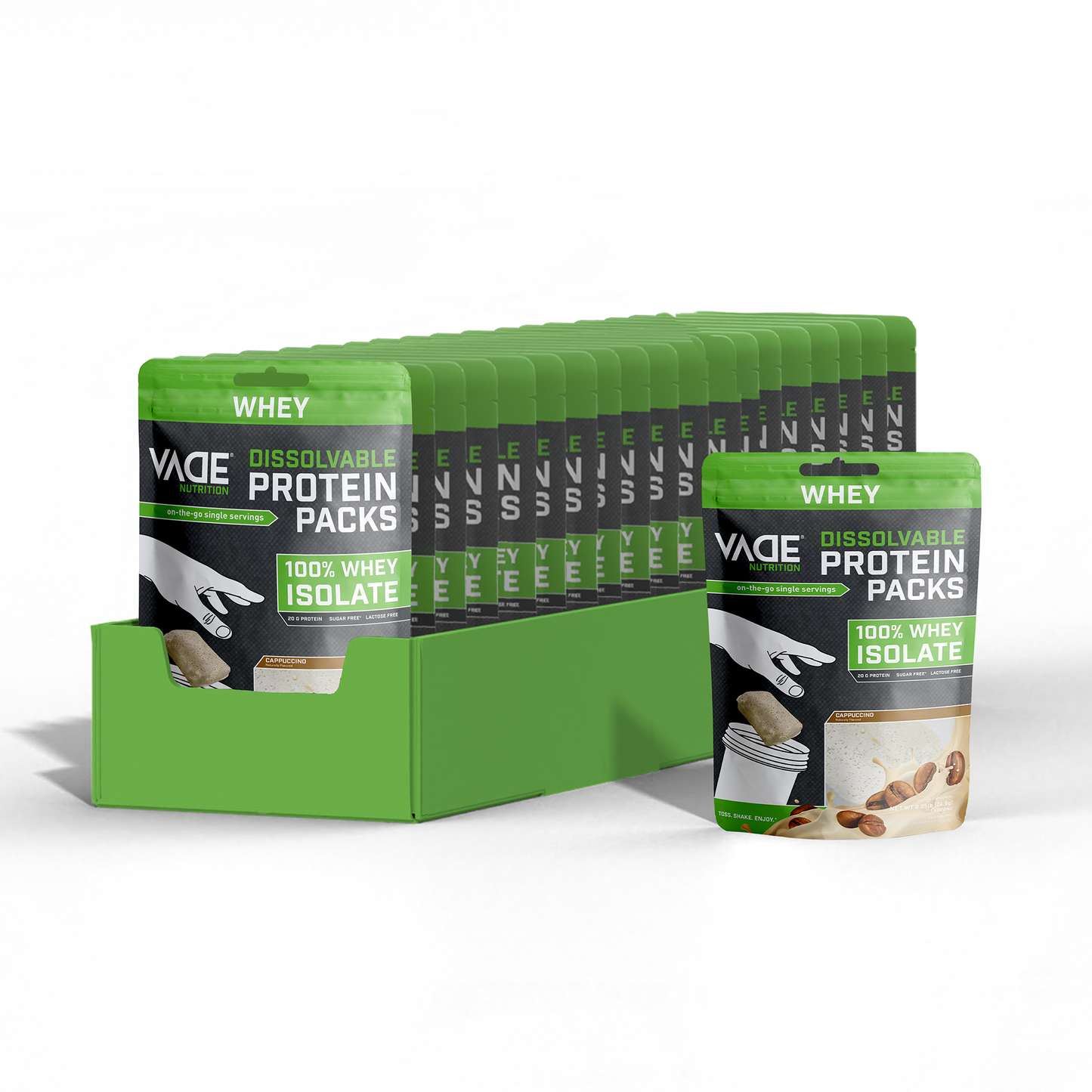 100% WHEY ISOLATE PROTEIN CAPPUCCINO TRAVEL PACKS