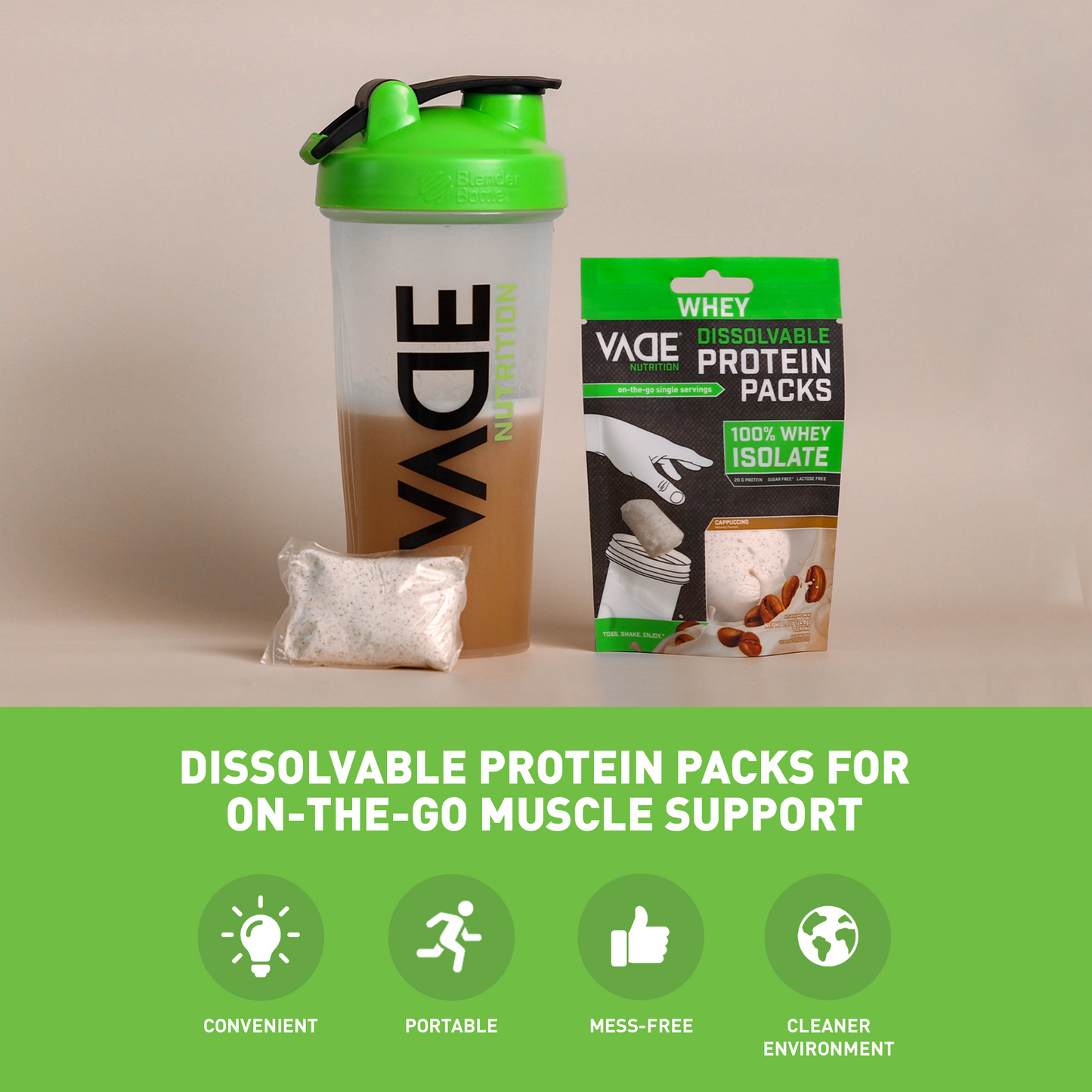 100% WHEY ISOLATE PROTEIN CAPPUCCINO TRAVEL PACKS