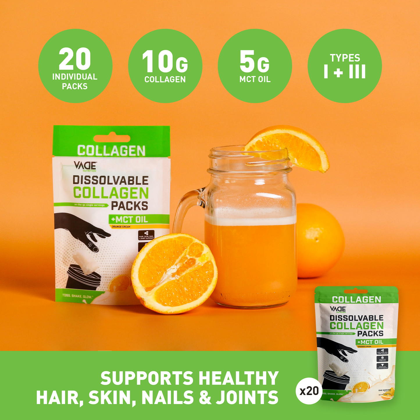 COLLAGEN + MCT OIL ORANGE CREAM TRAVEL PACKS