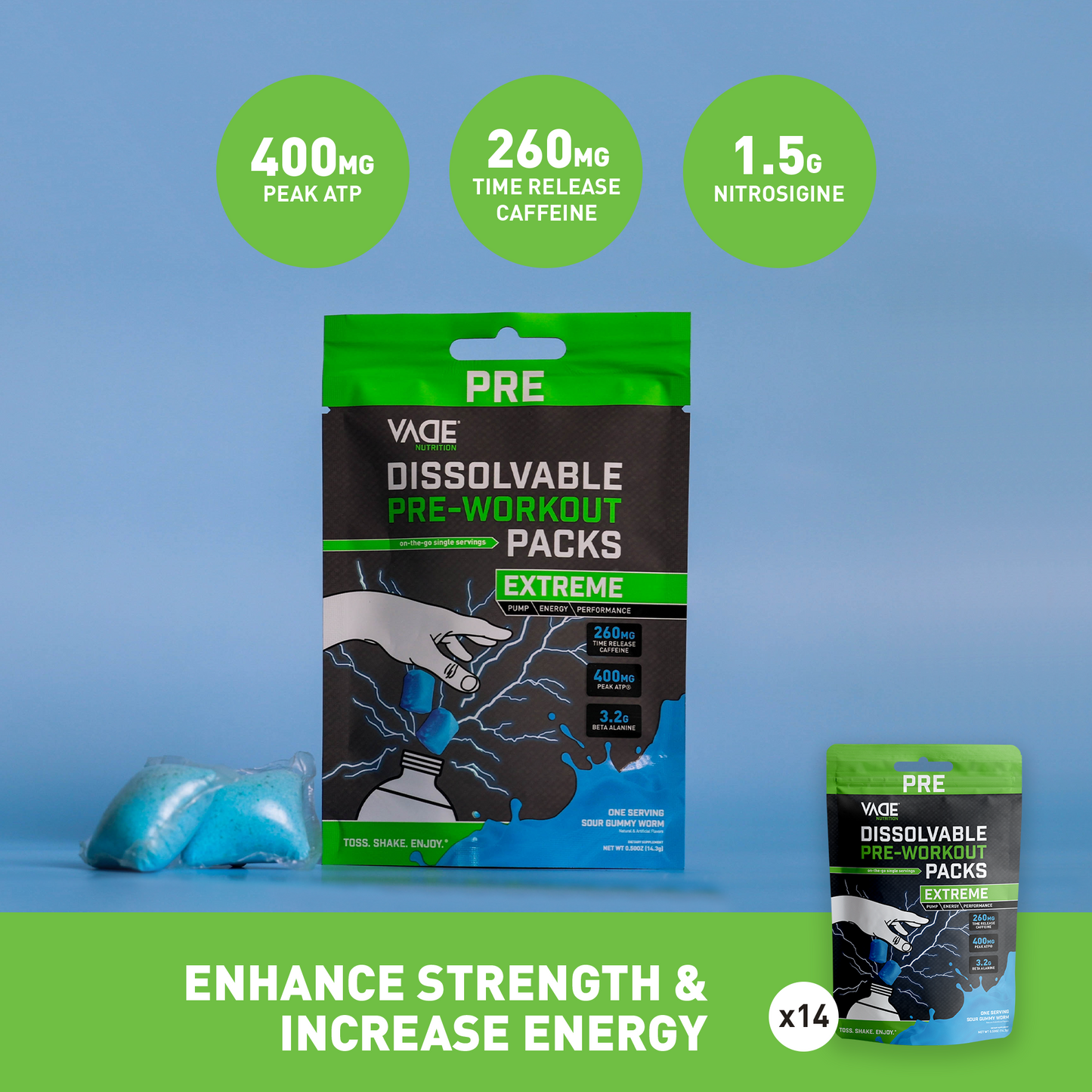 EXTREME PRE-WORKOUT SOUR GUMMY WORM TRAVEL PACKS