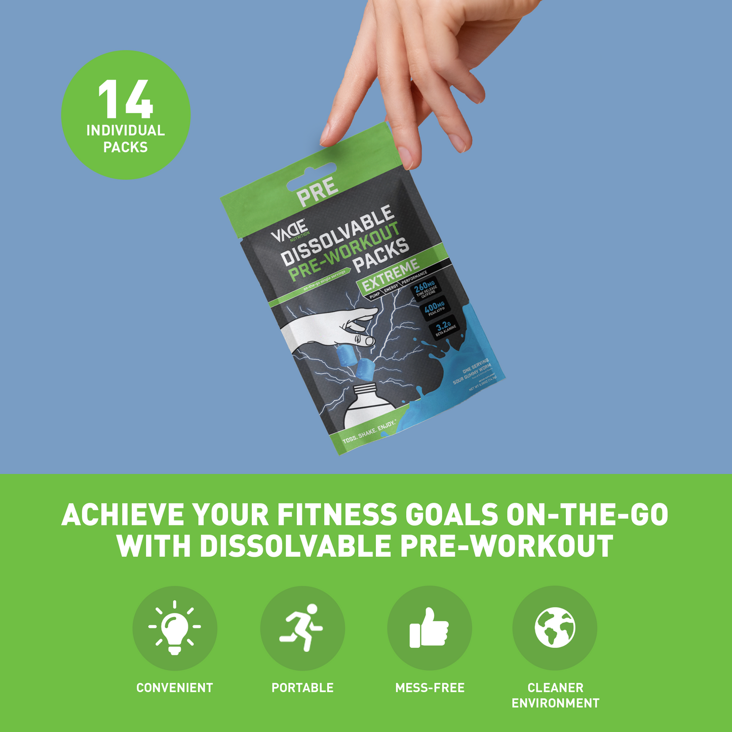 EXTREME PRE-WORKOUT SOUR GUMMY WORM TRAVEL PACKS
