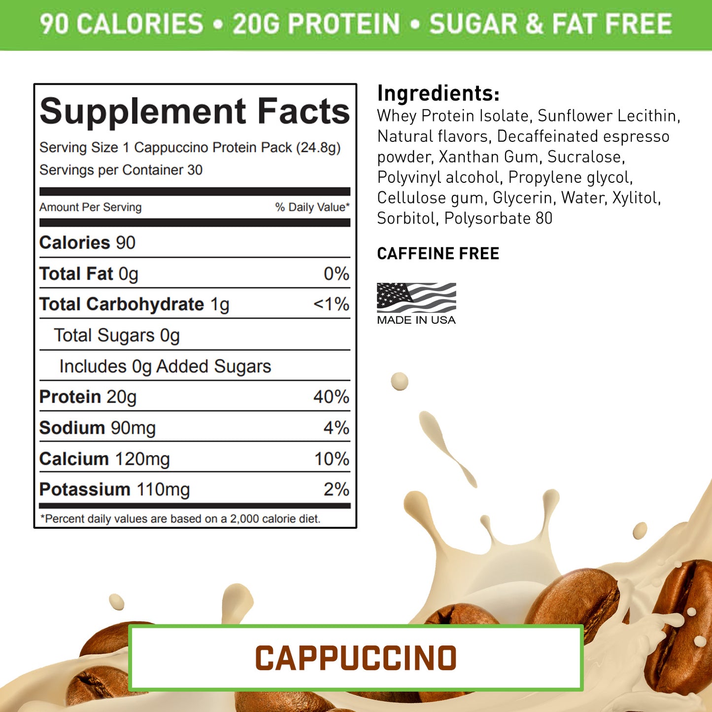 100% WHEY ISOLATE PROTEIN CAPPUCCINO