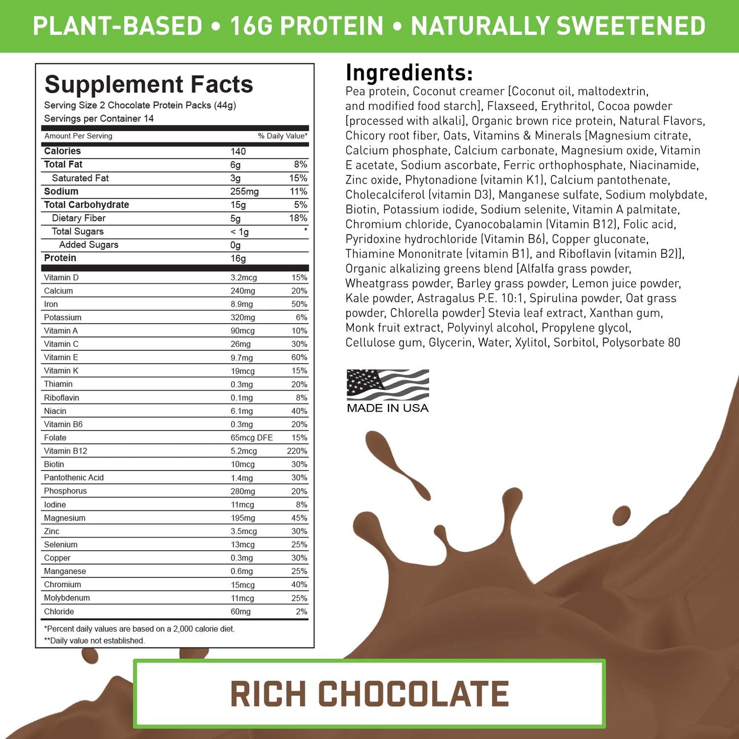 PLANT-BASED MEAL REPLACEMENT RICH CHOCOLATE