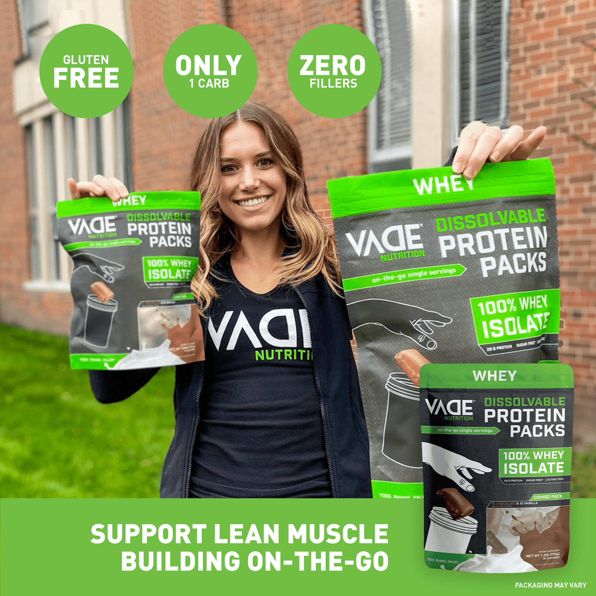  VADE Nutrition Dissolvable Protein Packs - 100% Whey Isolate  Protein Powder Cappuccino - Low Carb, Low Calorie, Lactose Free, Sugar  Free, Fat Free, Gluten Free - 16 Packets to Go : Health & Household
