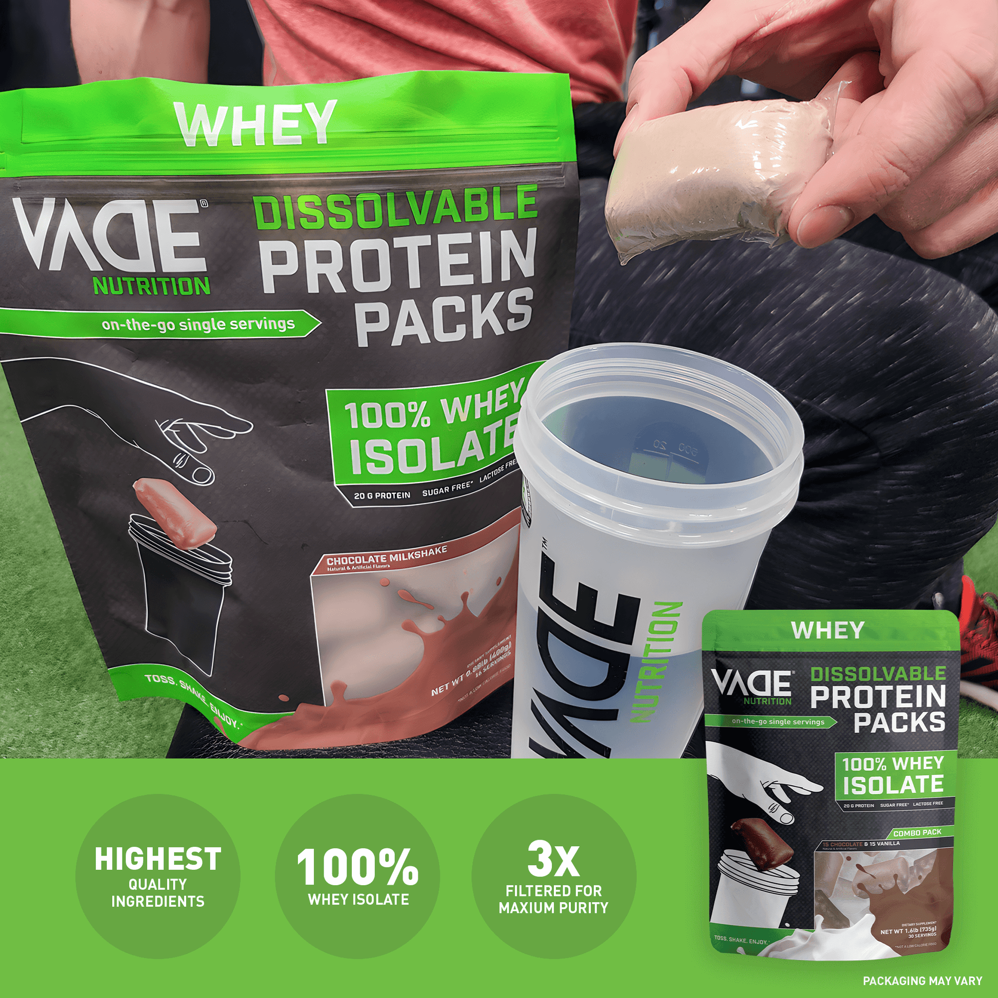  VADE Nutrition Dissolvable Protein Packs - 100% Whey Isolate  Protein Powder Cappuccino - Low Carb, Low Calorie, Lactose Free, Sugar  Free, Fat Free, Gluten Free - 16 Packets to Go : Health & Household