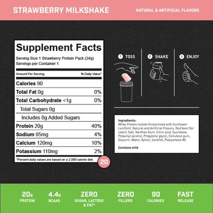 STRAWBERRY MILKSHAKE 20 Individual Travel Packs